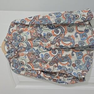 Talbots Cotton paisley print button up Sz M EUC